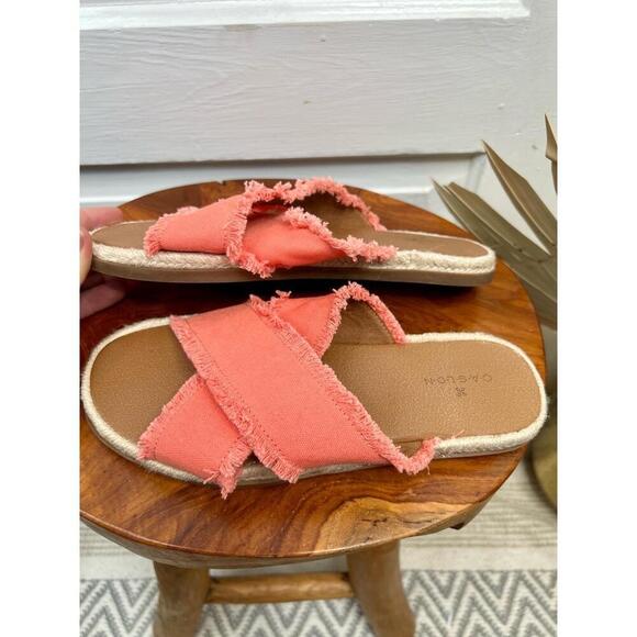 Caslon Coral Frayed Edges Paxton Cross Strap Slides Womens Sandals Size 7 - Picture 4 of 10
